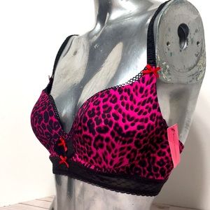 Pink leopard bra Betsey Johnson 32DD New with tags